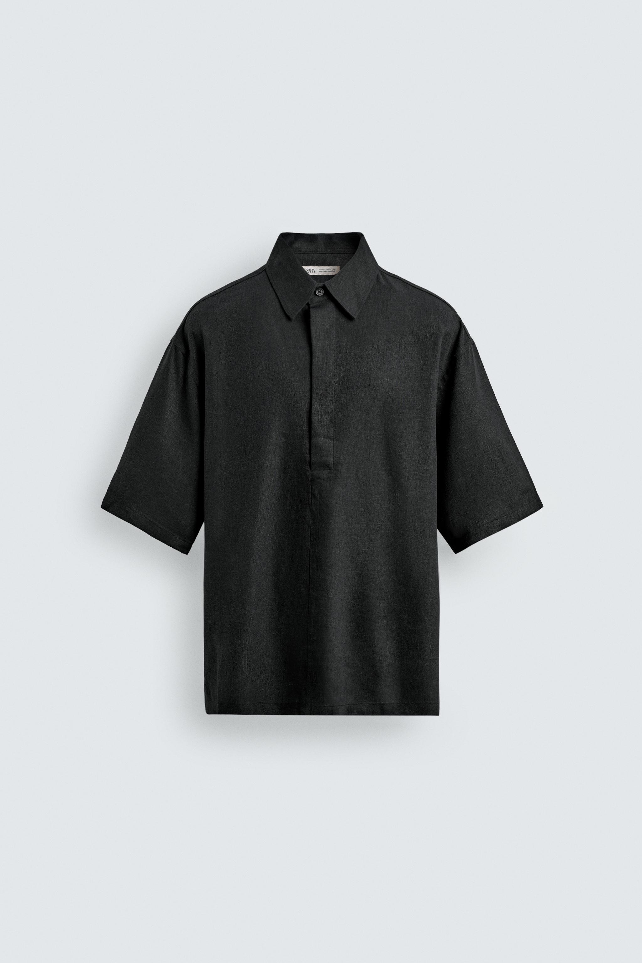 REGULAR FIT LINEN - VISCOSE POLO SHIRT